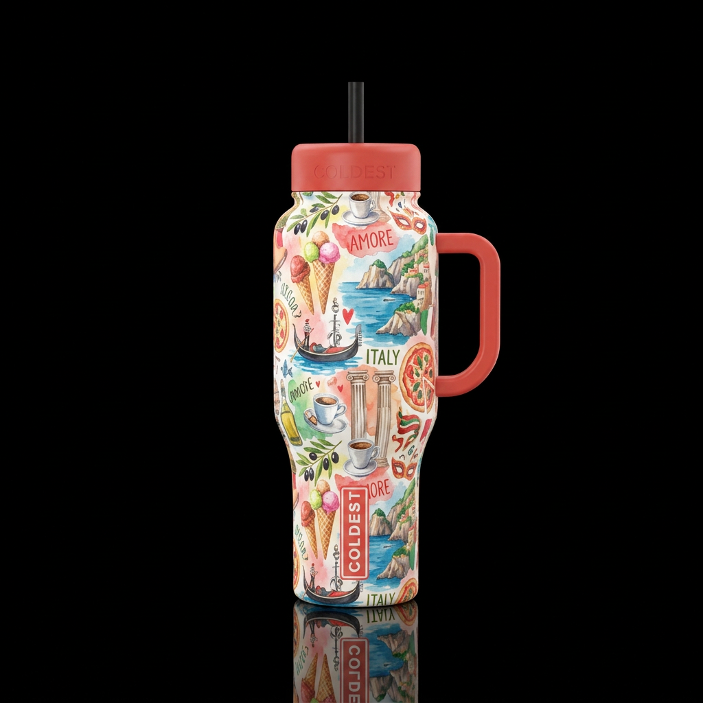 Amore in Italy water bottle design