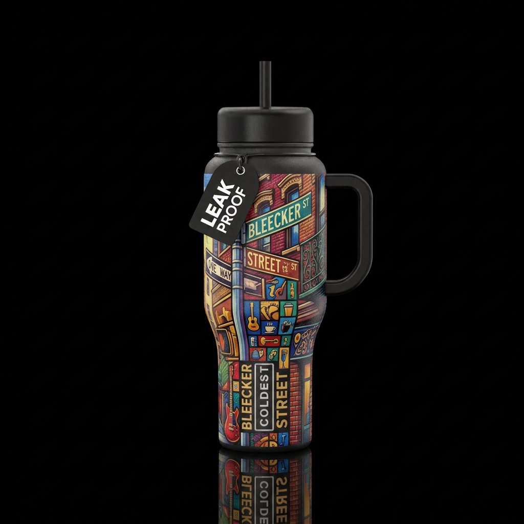 Bleecker Street water bottle design