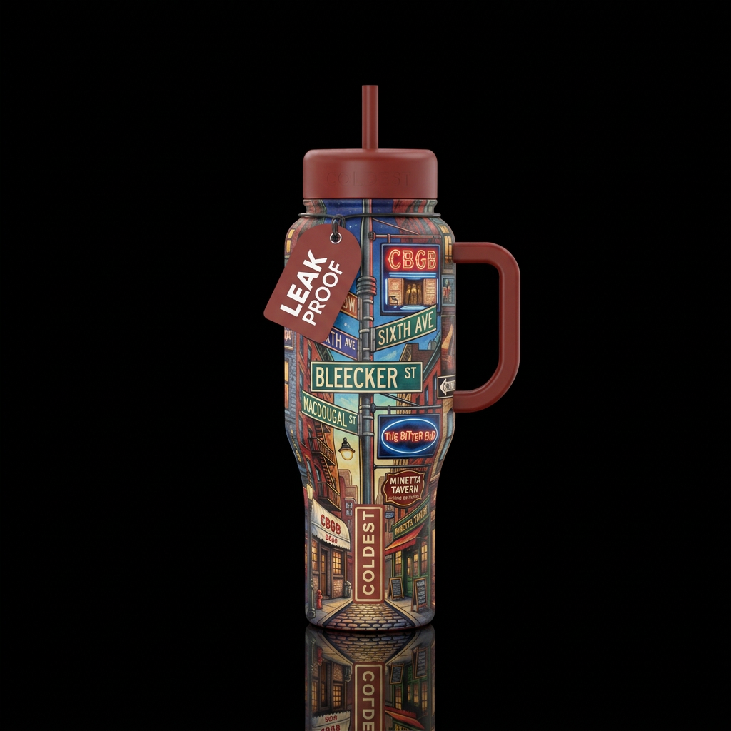 Bleecker Street water bottle design
