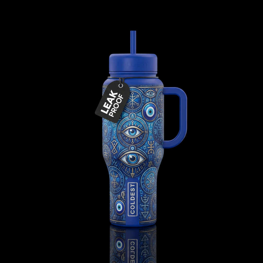 Blue Talisman water bottle design