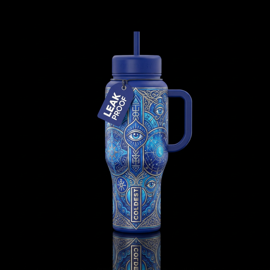 Blue Talisman water bottle design
