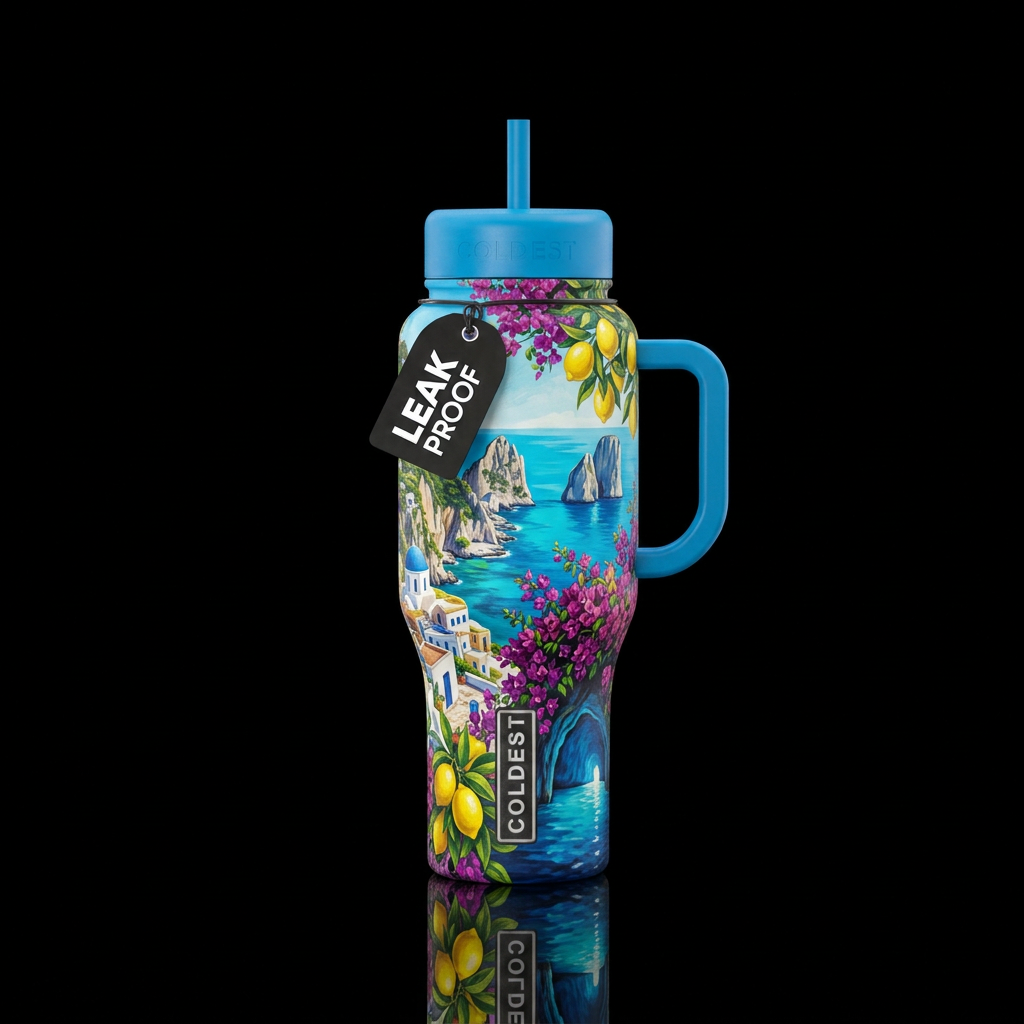 Capri in a Bottle water bottle design