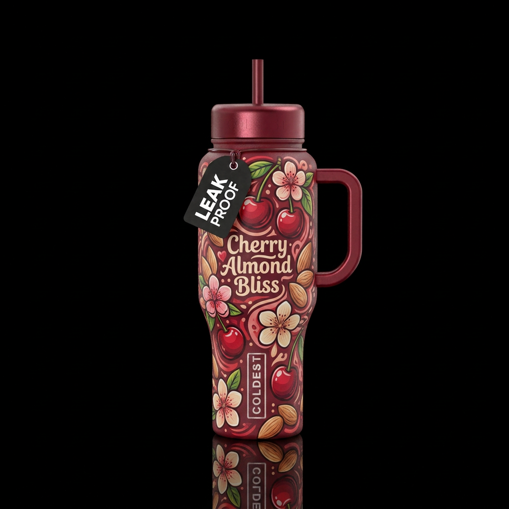 Cherry Almond Bliss water bottle design