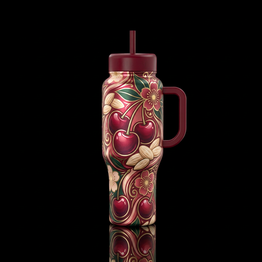 Cherry Almond Bliss water bottle design