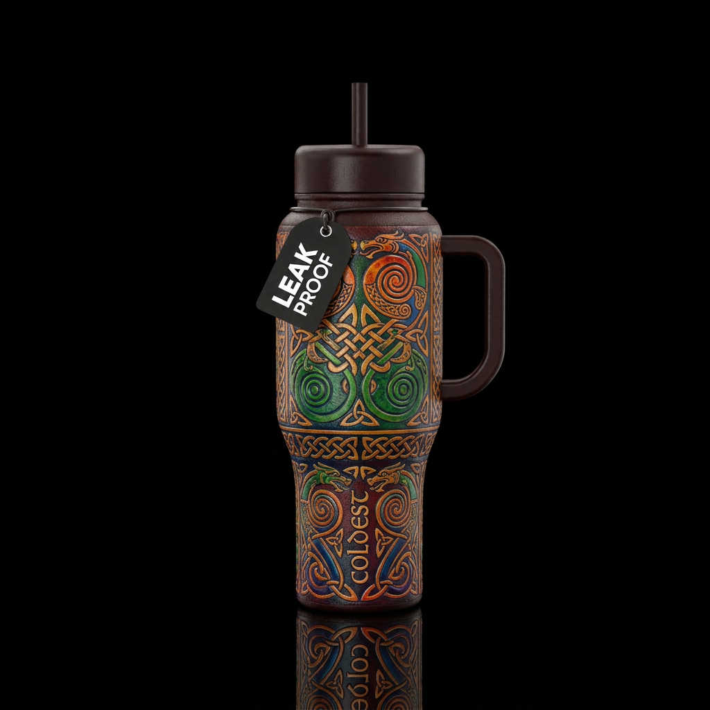 Celtic Leather water bottle design