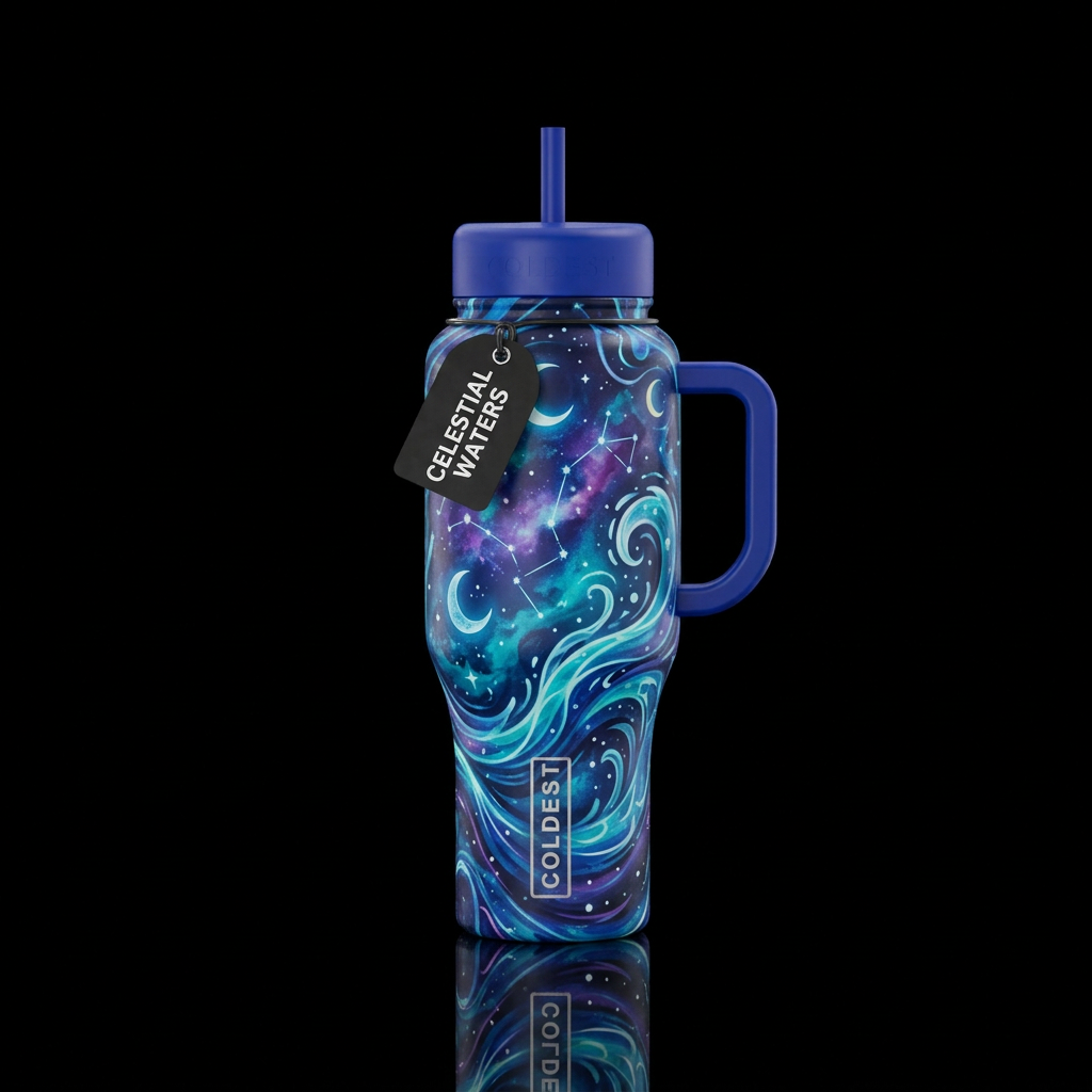 Celestial Waters water bottle design