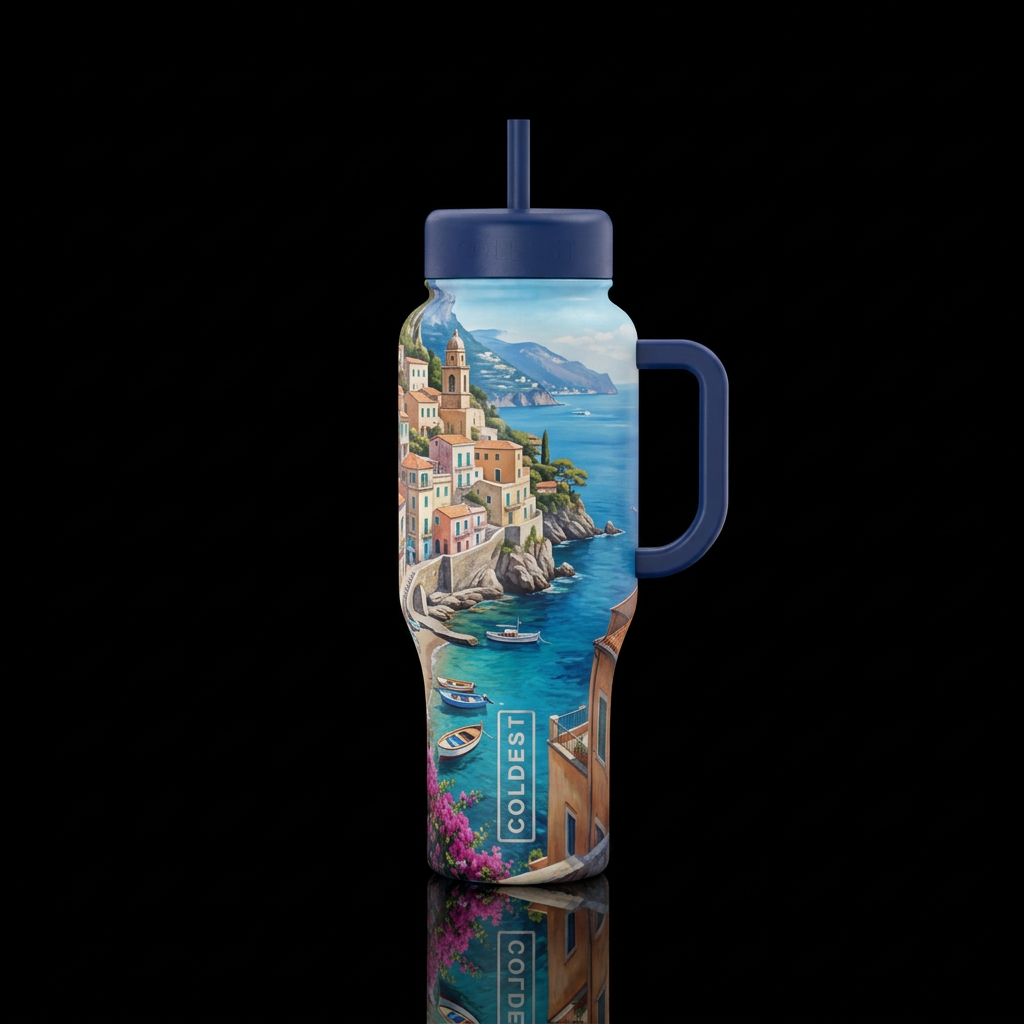 Coast of Italy water bottle design
