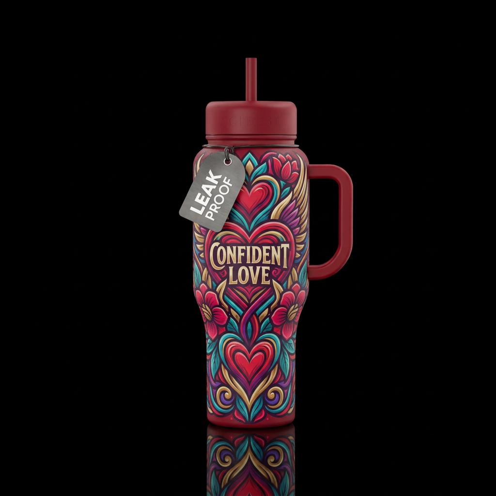 Confident Love water bottle design