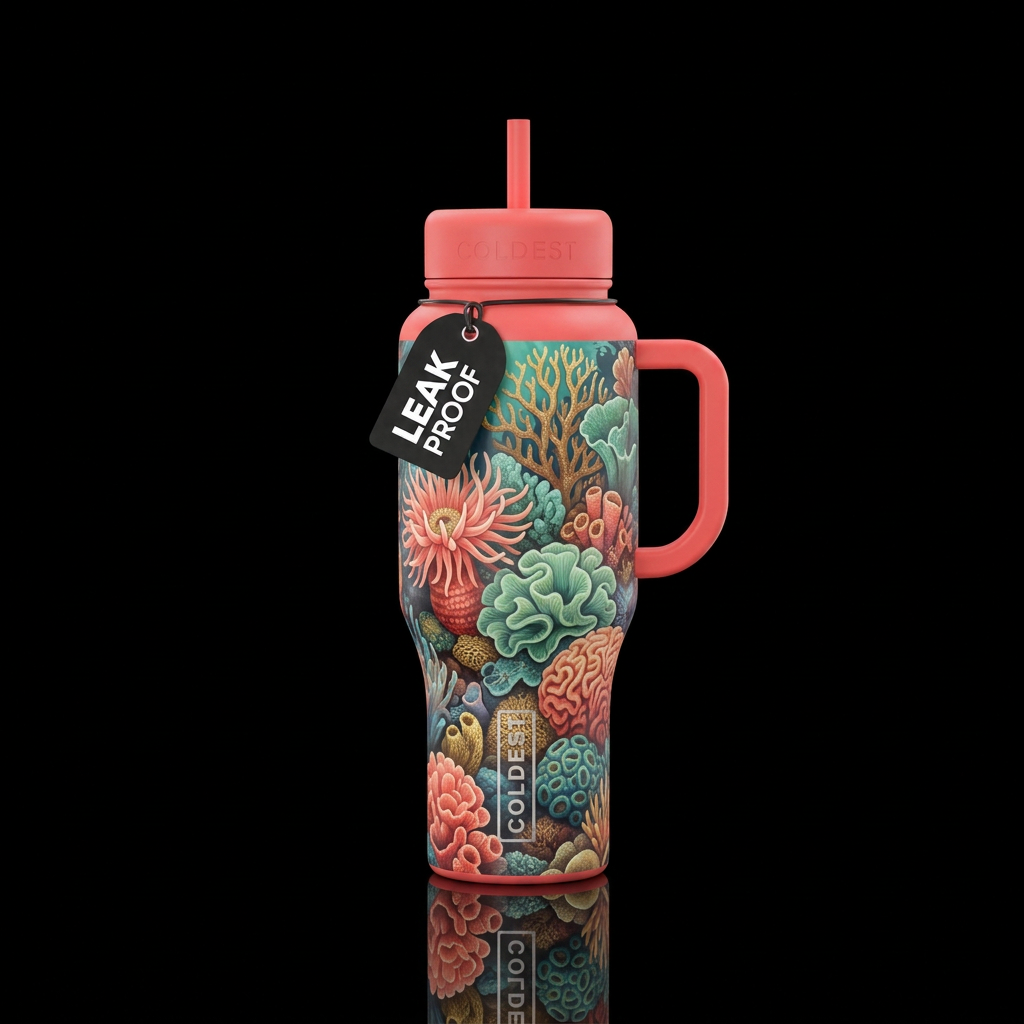 Coral Fantasy water bottle design