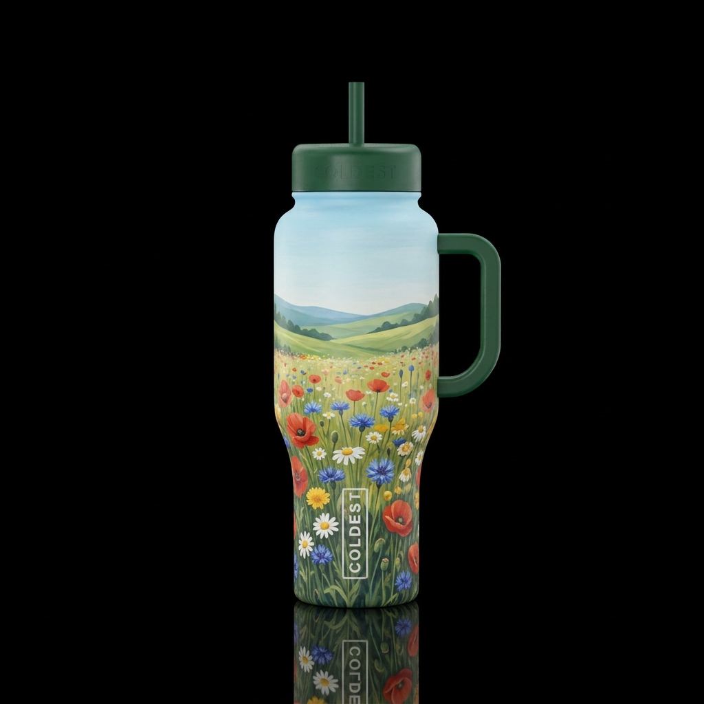 Country Meadows water bottle design