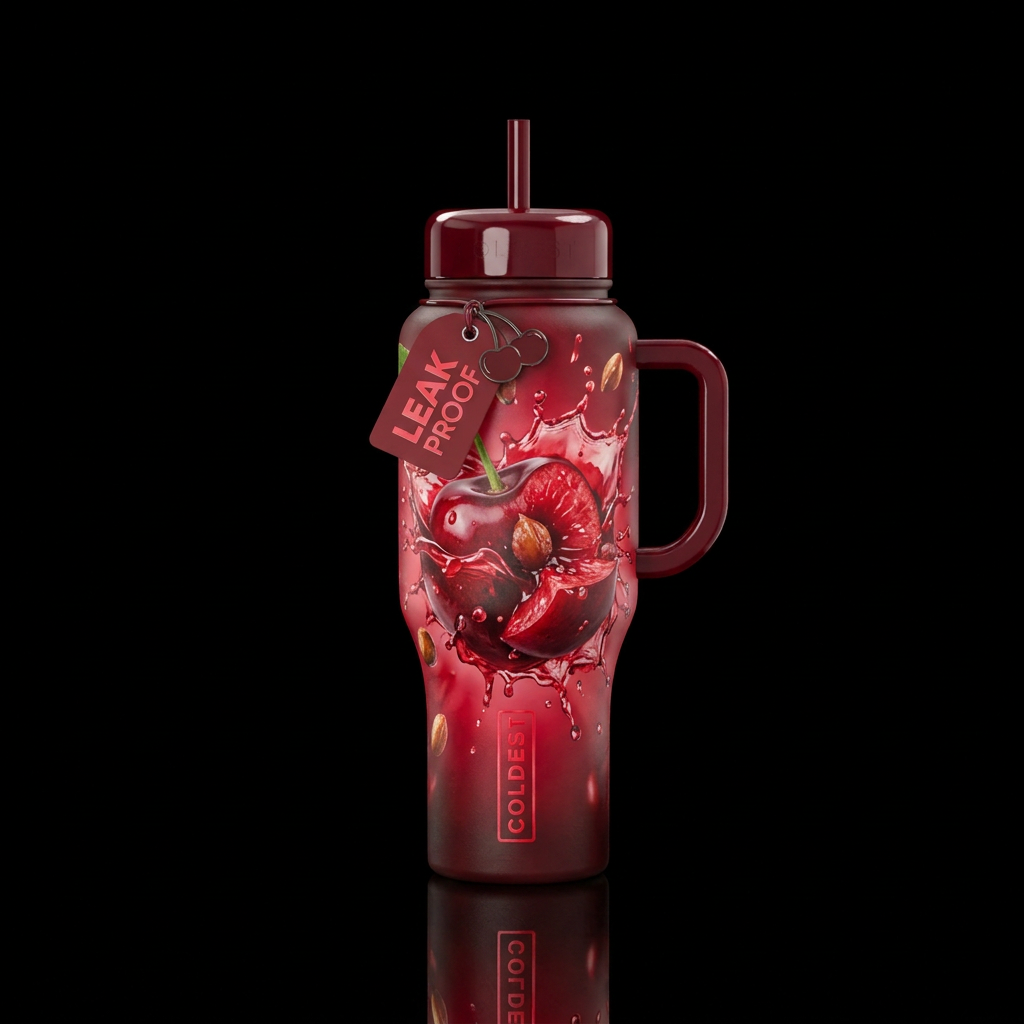 Cherry Bomb water bottle design