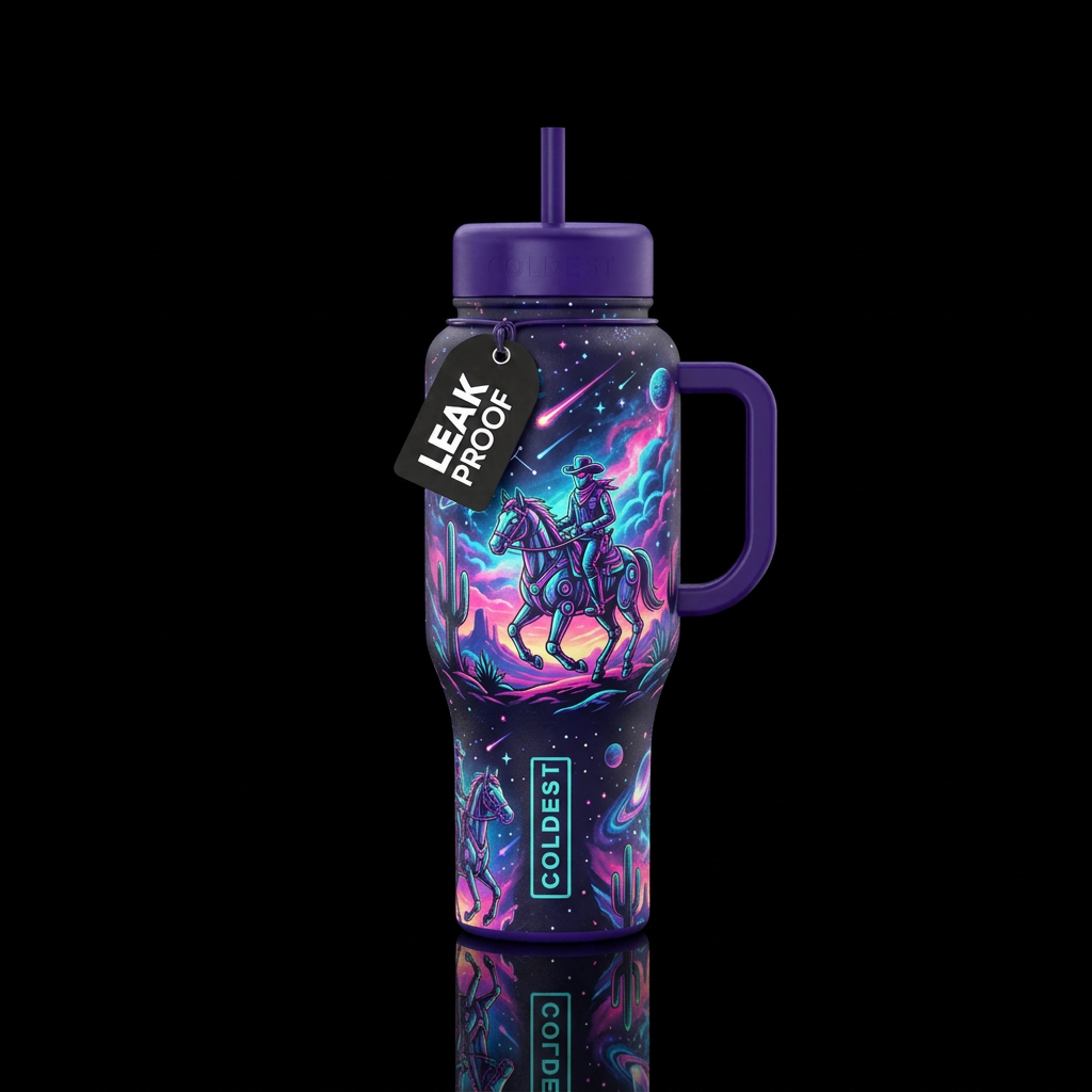 Cosmic Cowboys water bottle design