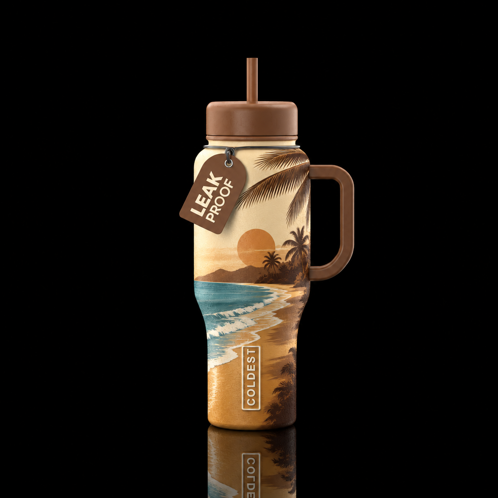 Cocoa Butter Beach water bottle design