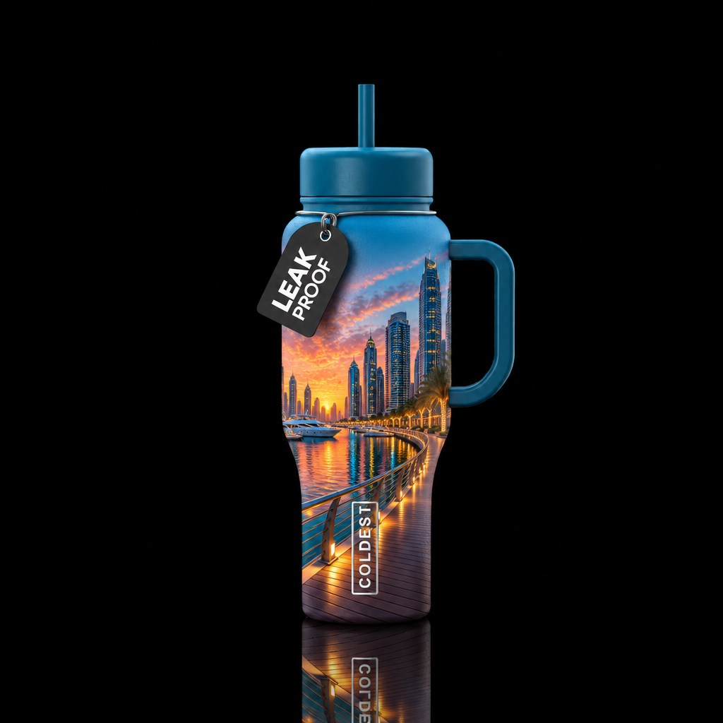 Dubai Boardwalk water bottle design