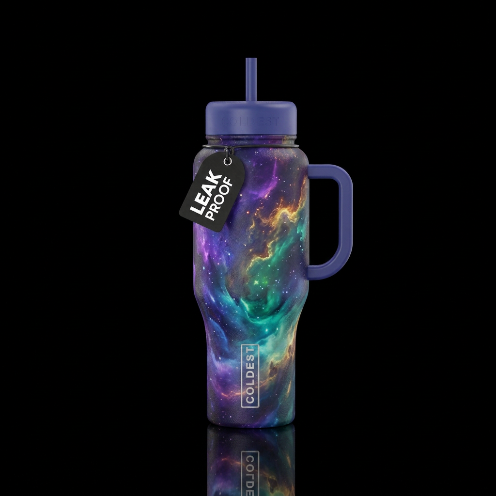 Mystical land sky colors water bottle design