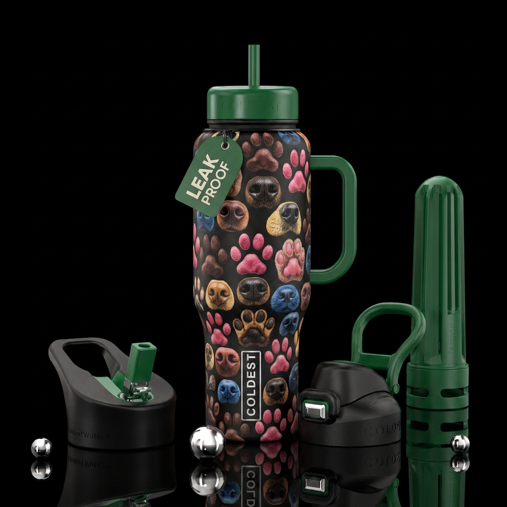 Dog prints water bottle design