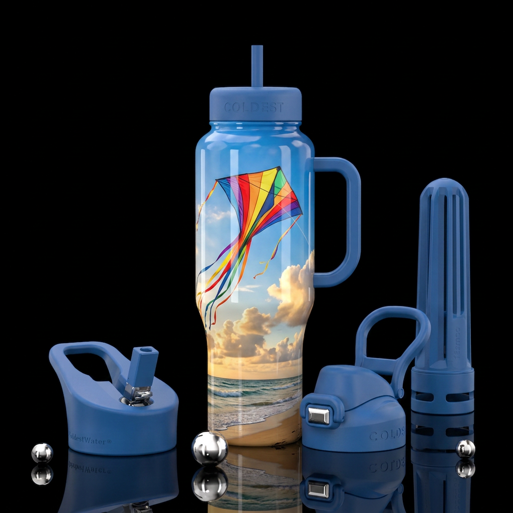 Lets go fly a kite water bottle design
