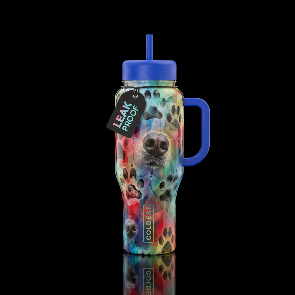 Nosey dog water bottle design