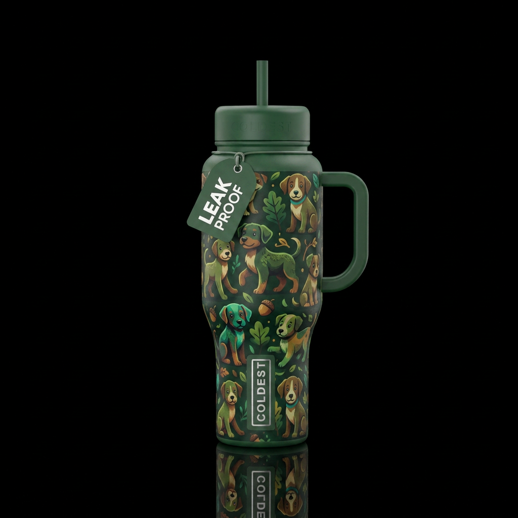 Forrest Puppies water bottle design