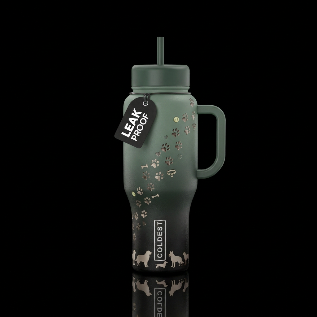 Stay pawsitive water bottle design