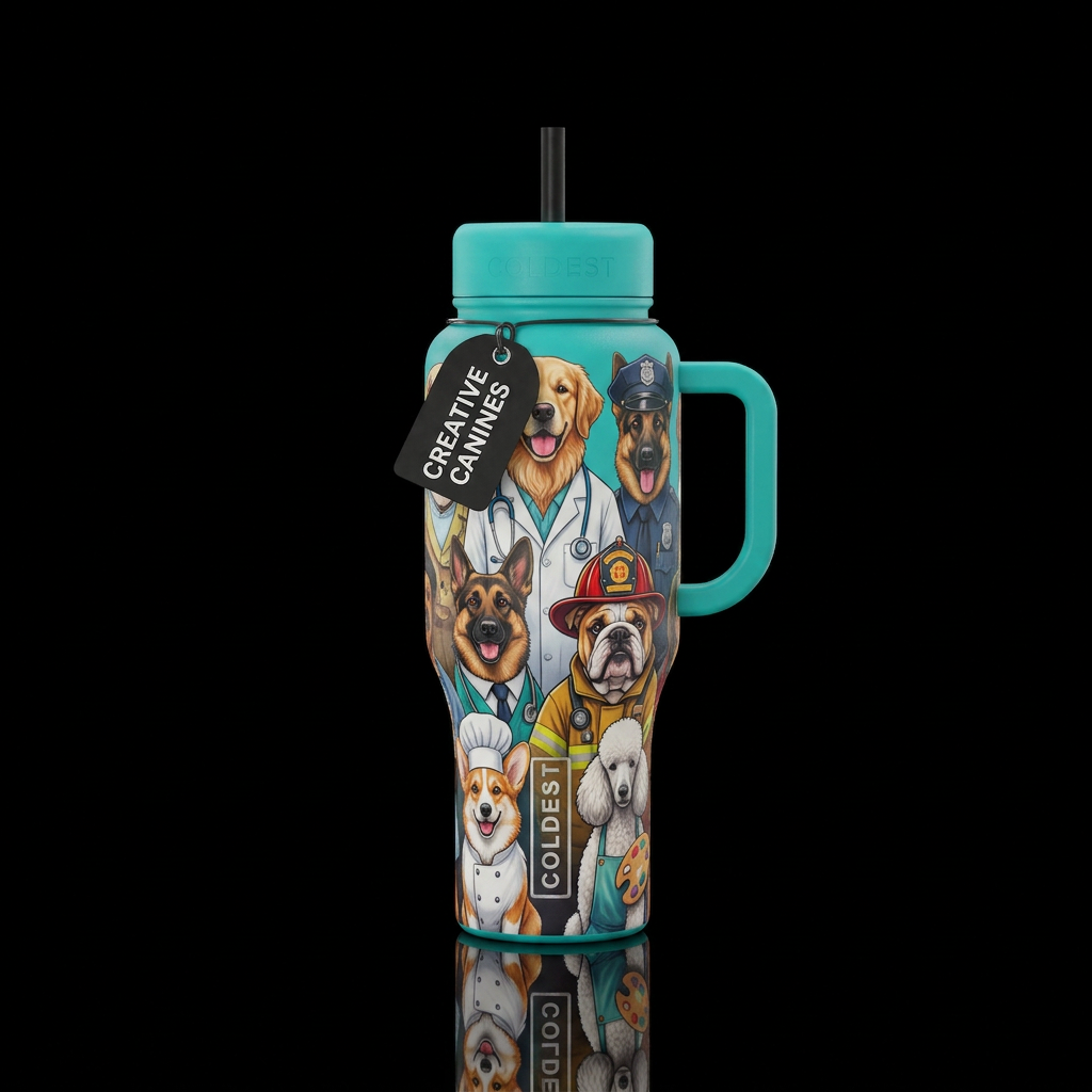 Dog professions water bottle design