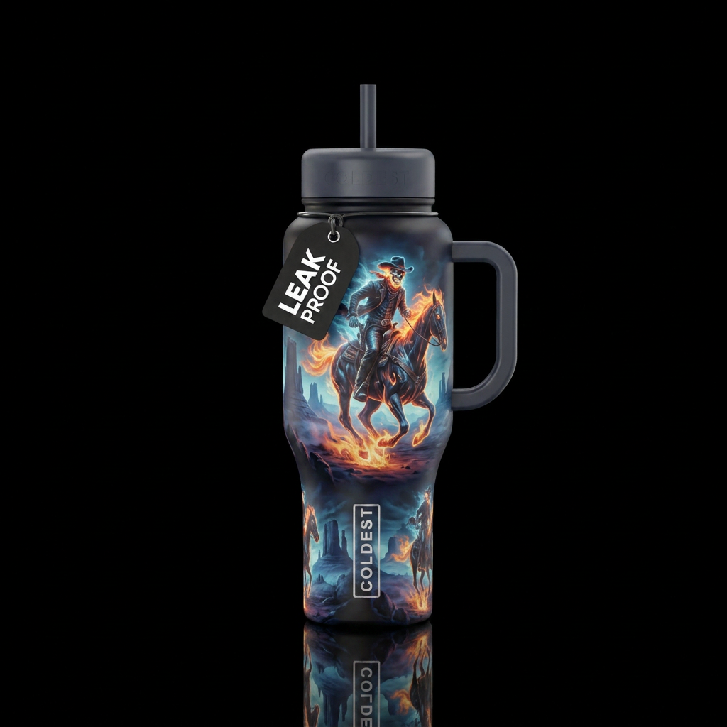 Ghost riders western water bottle design