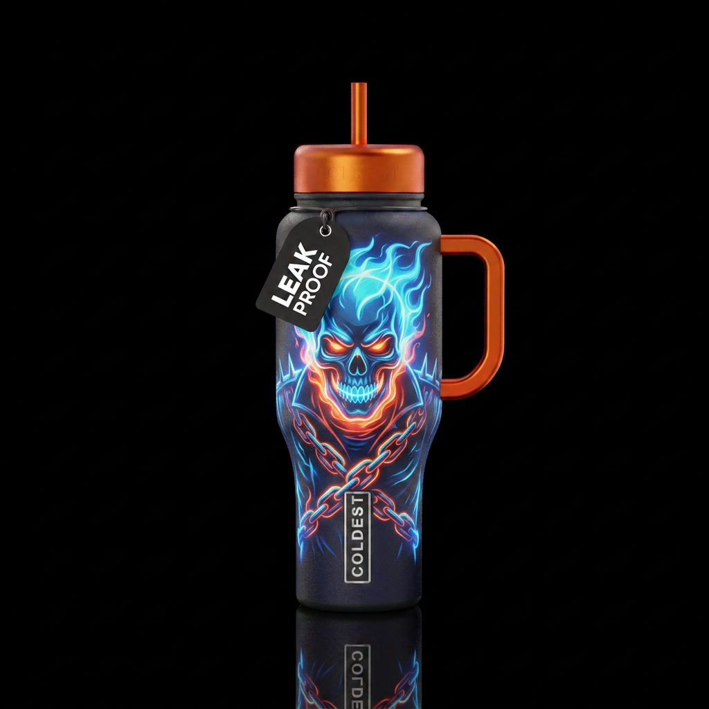 Ghost rider Glowie water bottle design