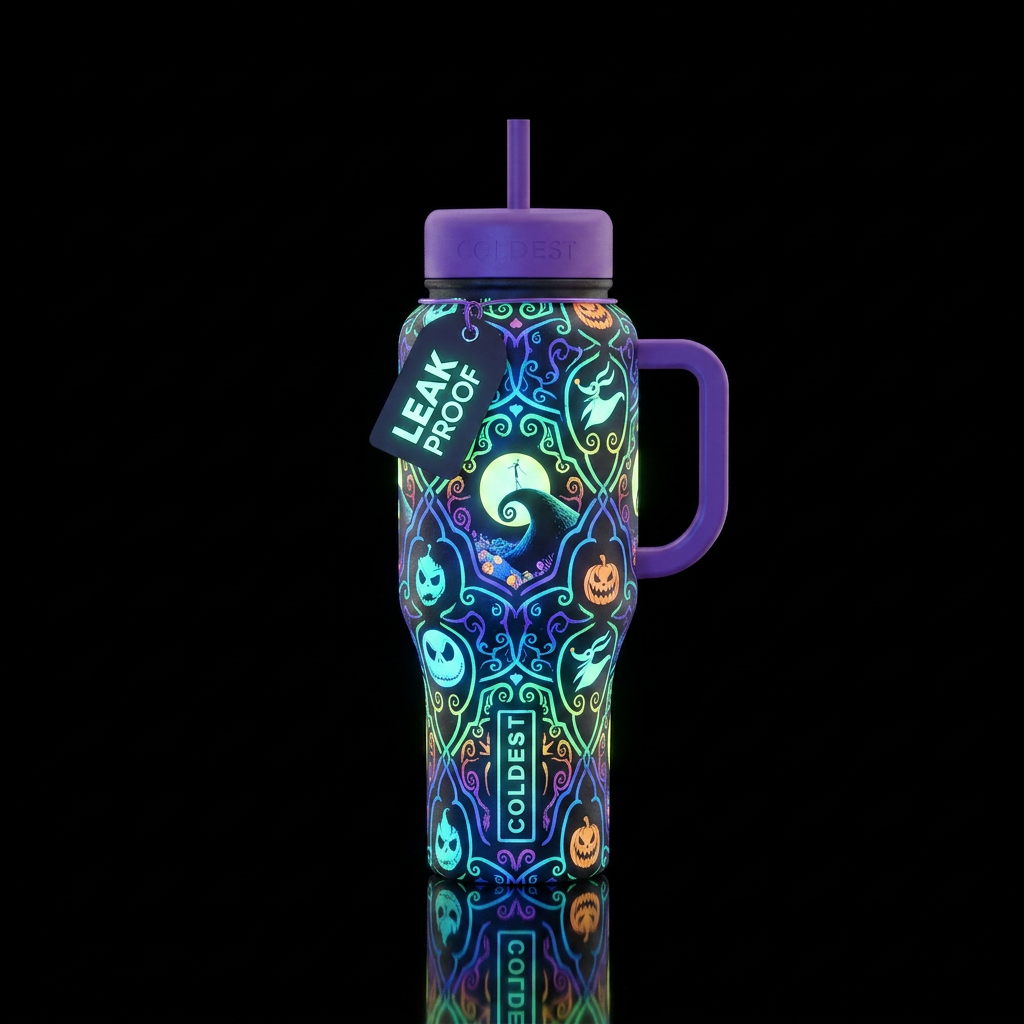 Nightmare before Christmas glowie water bottle design