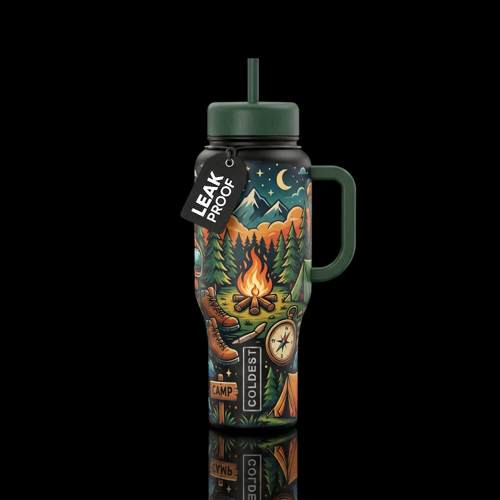 Camp life water bottle design