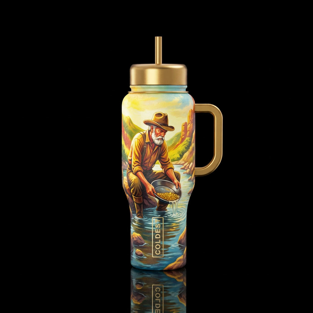 Gold miner water bottle design