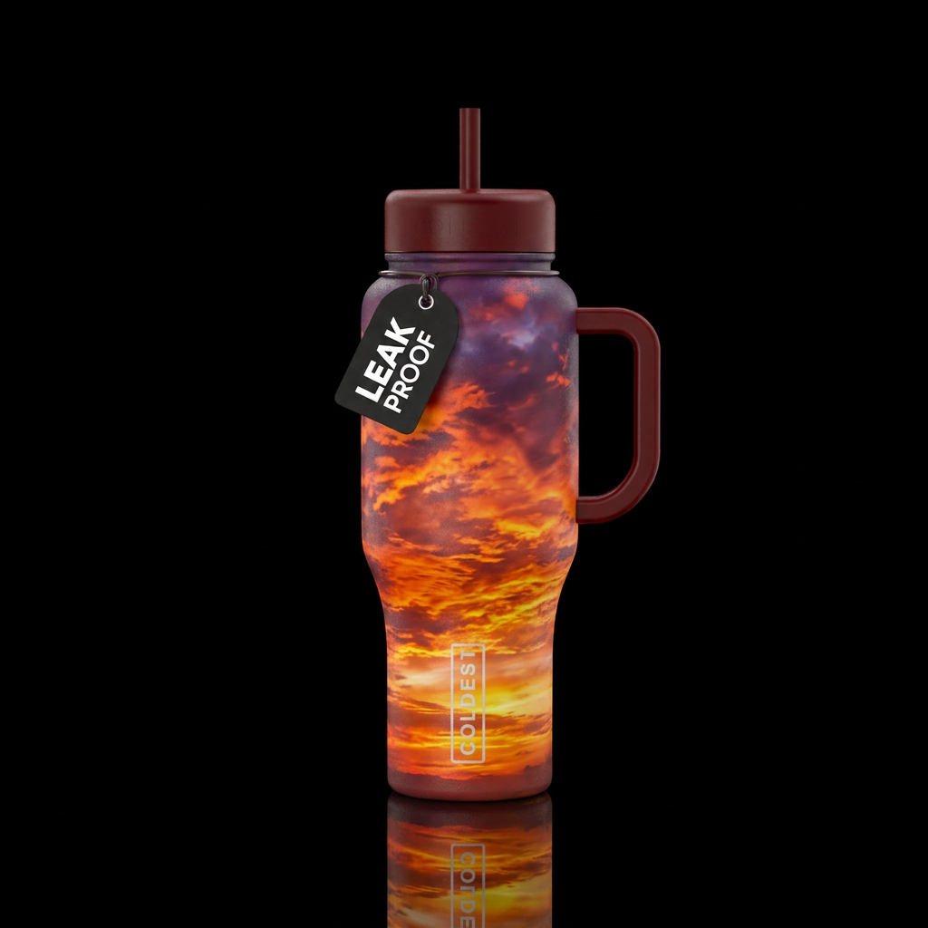 Fire in the sky water bottle design