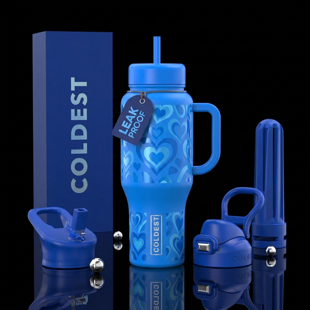 Blue love water bottle design