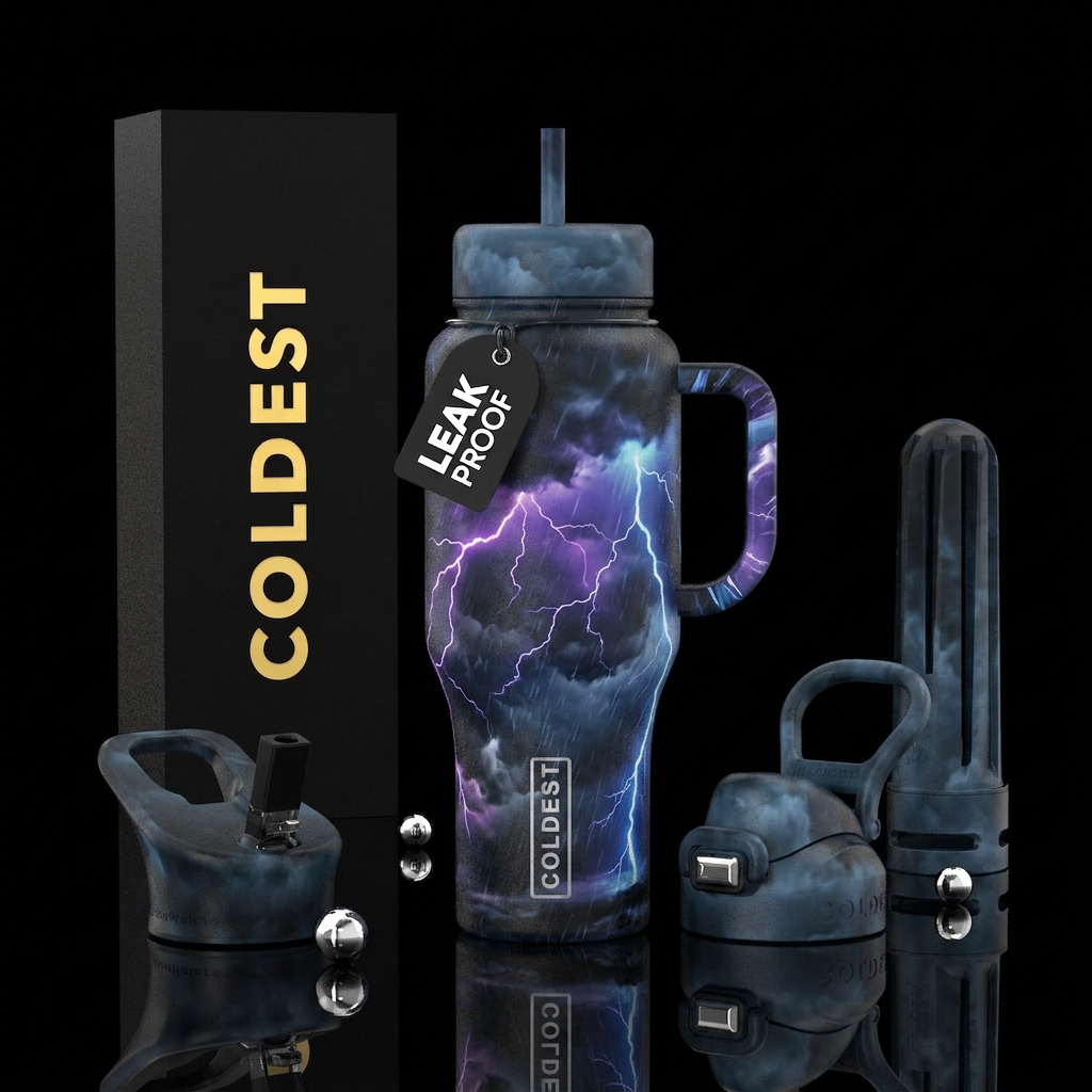 Stormy night water bottle design