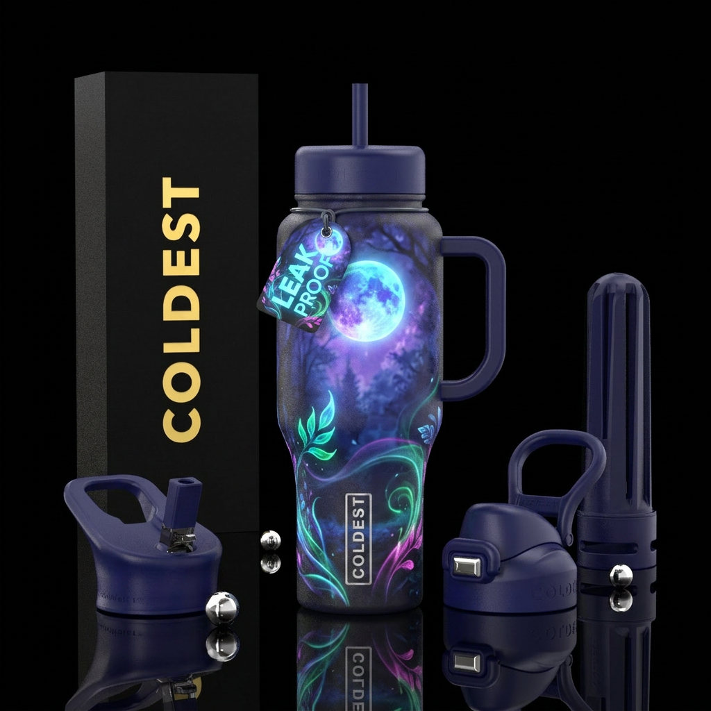 Moon light stroll glowie water bottle design