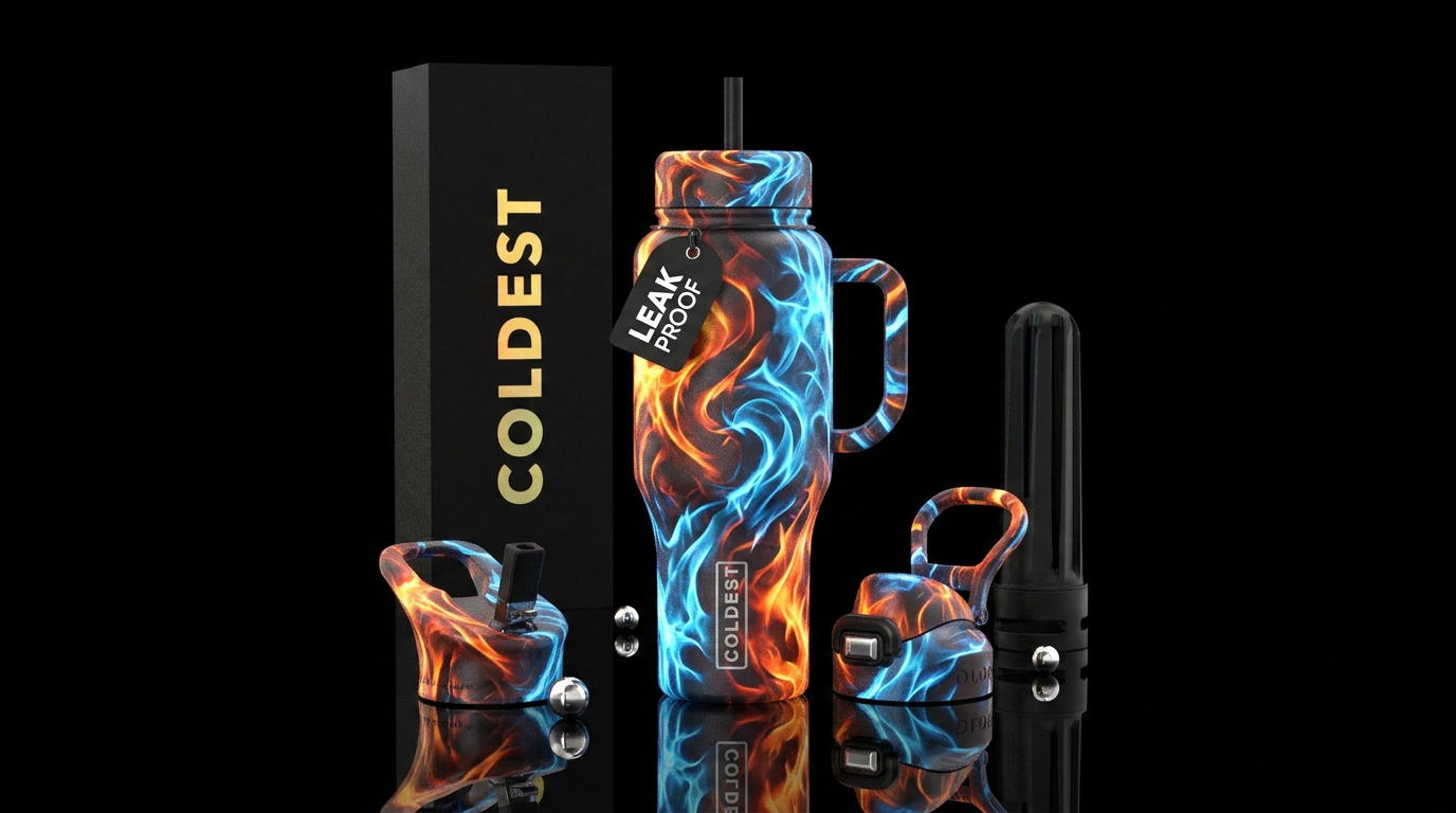 Fire and ice glowie water bottle design