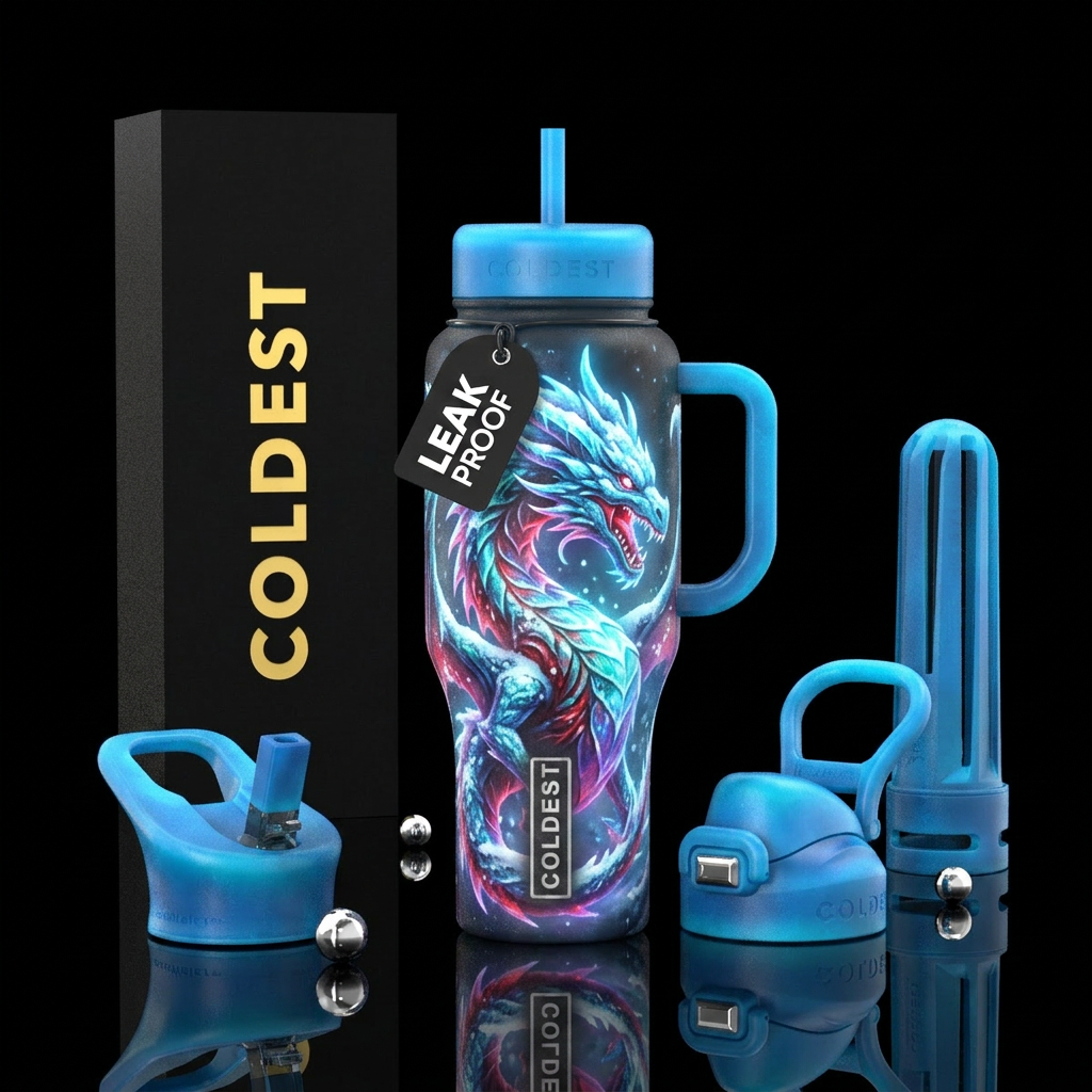 Snowie dragon glowie water bottle design