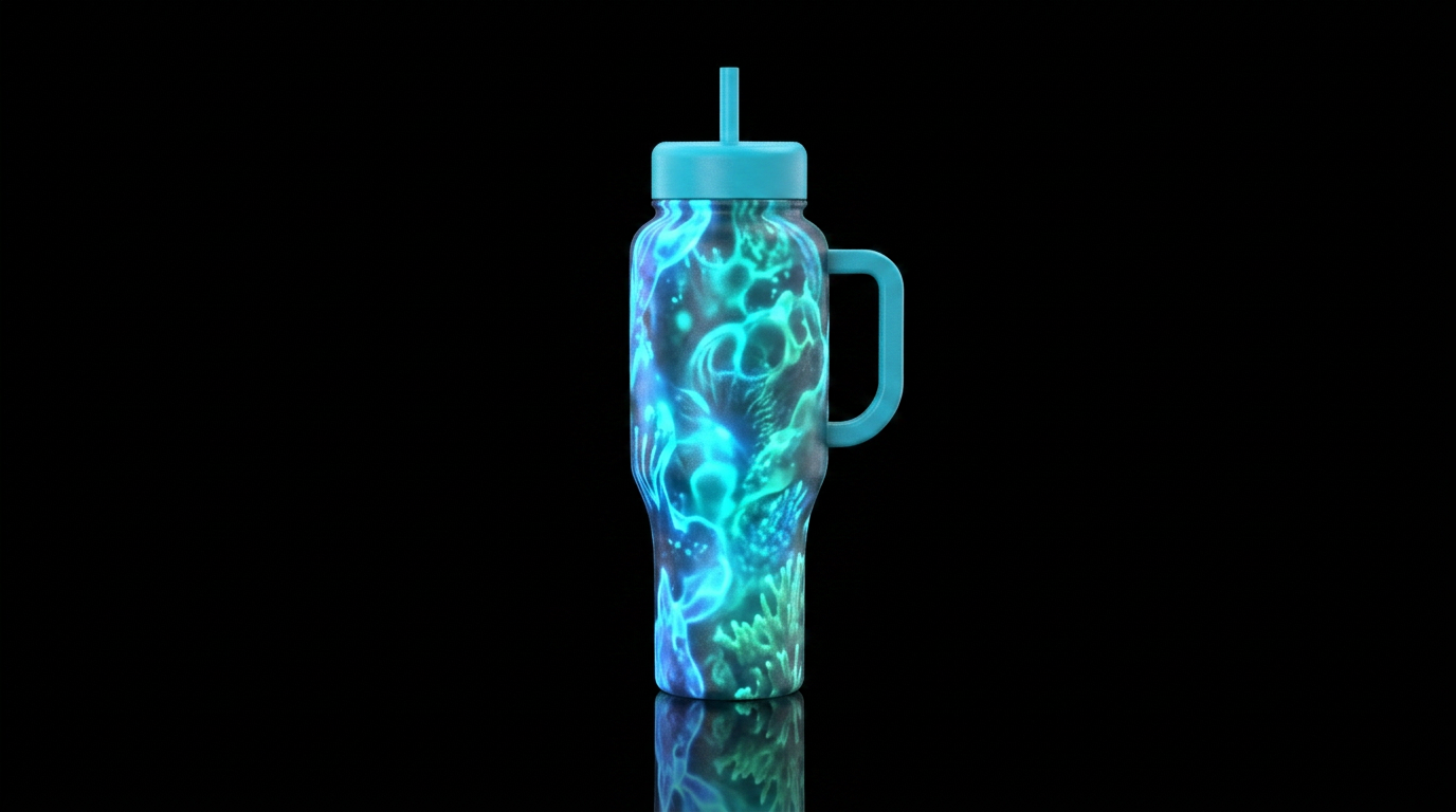 Mystery cove glowie water bottle design