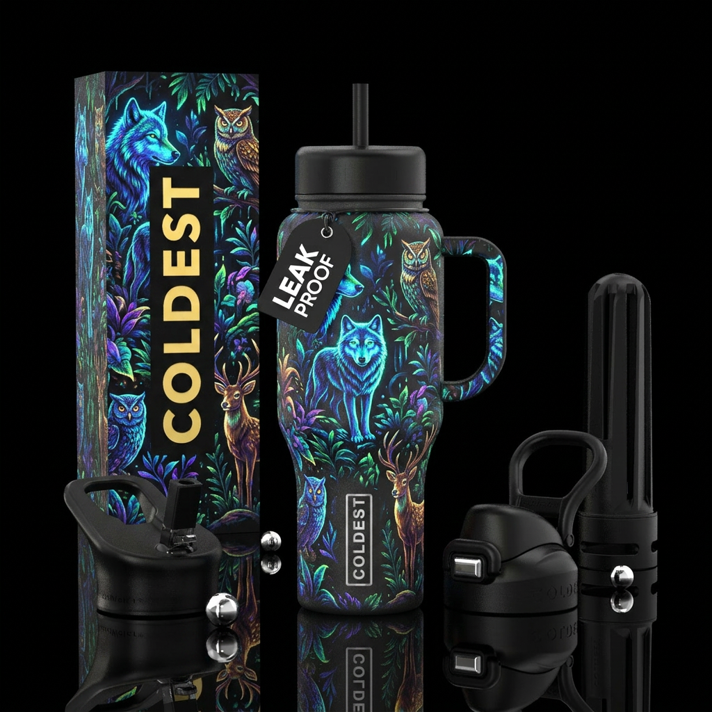 Wild life glowie water bottle design
