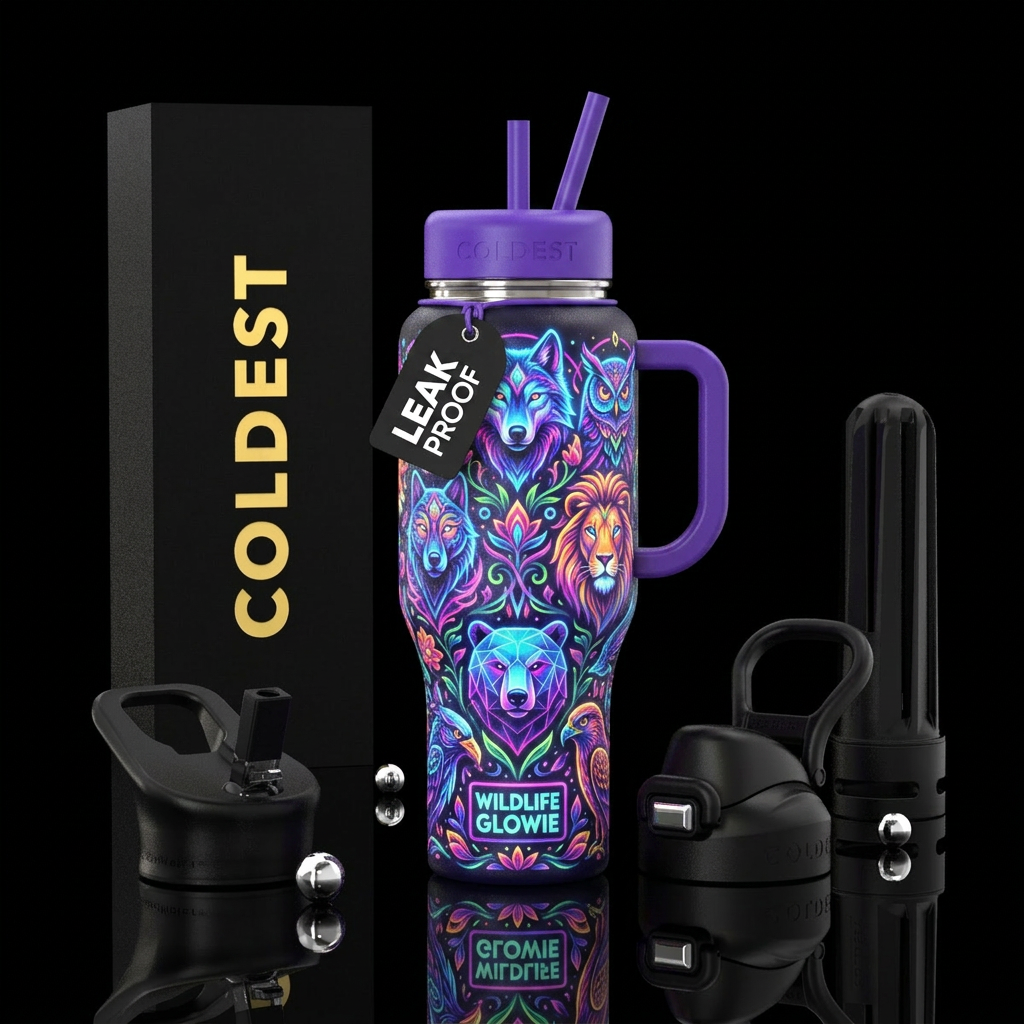 Wild life glowie water bottle design