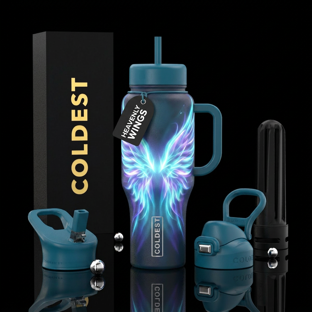 Heavenly wings glowie water bottle design