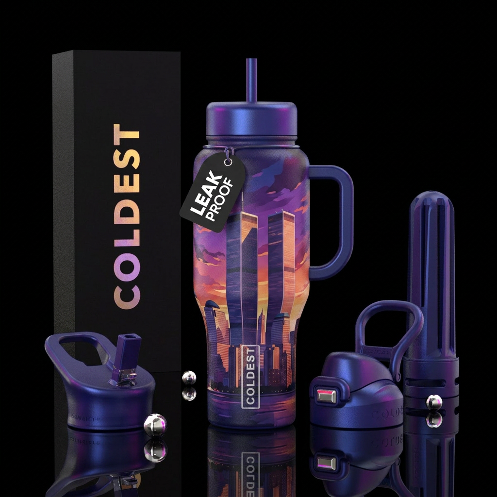 Twin towers down water bottle design