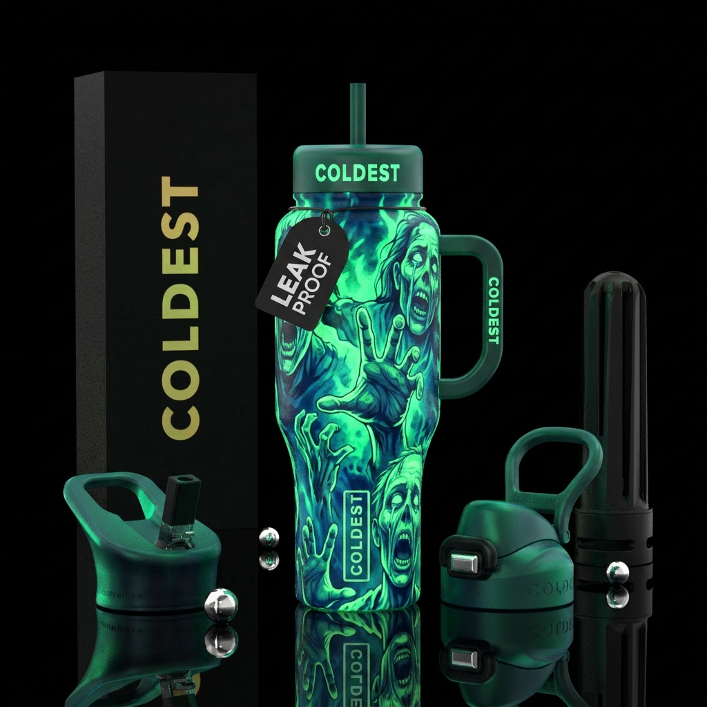 Zombie out cry glowie water bottle design
