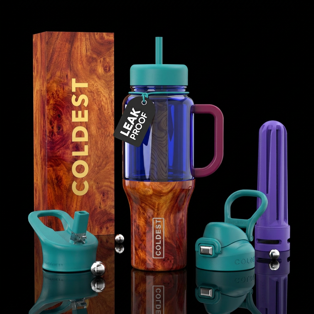 Wood n glass water bottle design