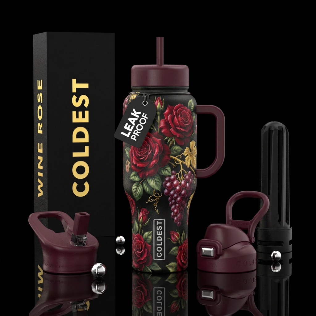 Rose and wine water bottle design