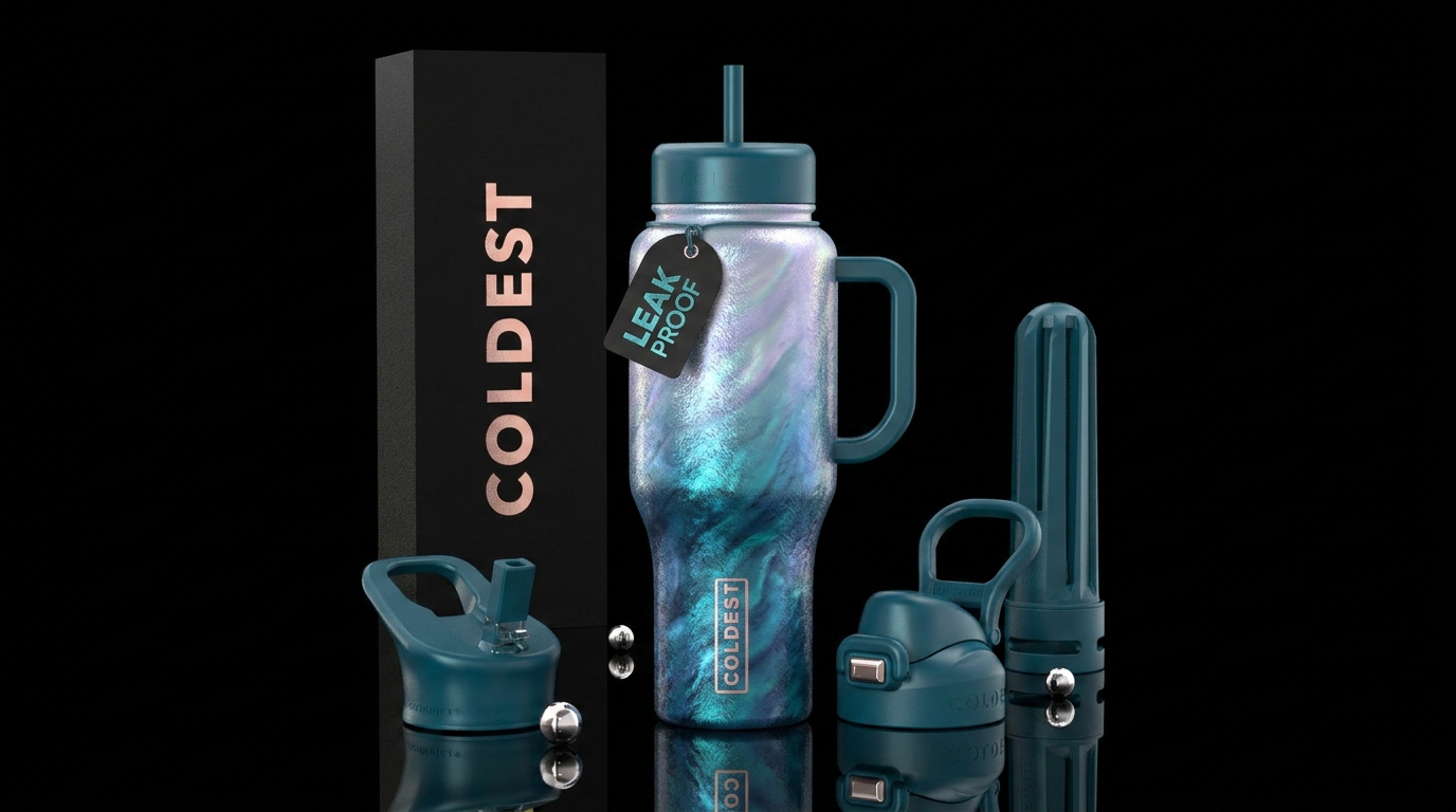Moonlight mermaid reflective ocean glow water bottle design