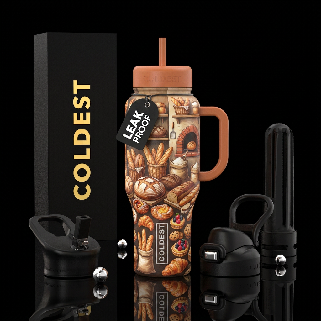 Farmhouse style bread and sweet treat bakery water bottle design