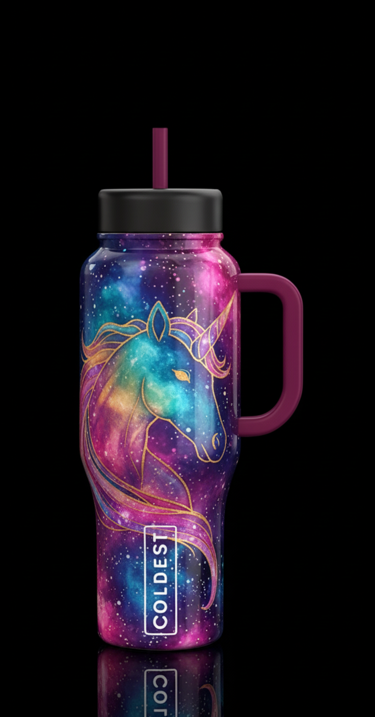 Unicorn night water bottle design