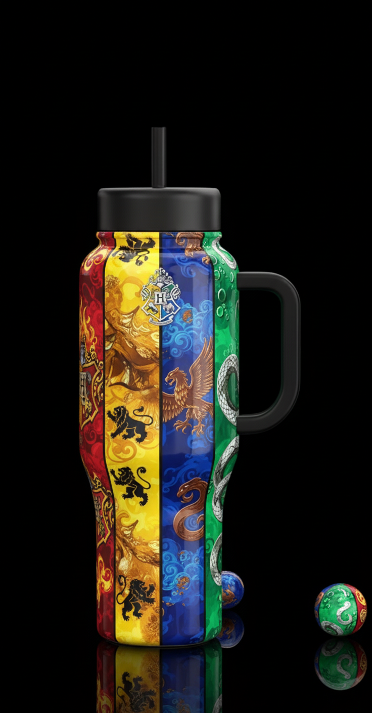 Four houses for Harry Potter water bottle design