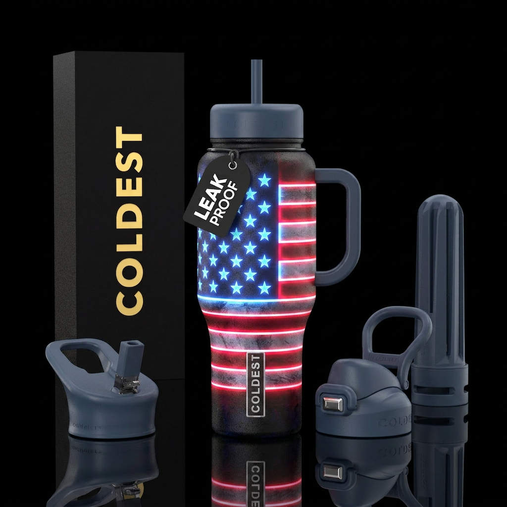 Neon Patriot water bottle design