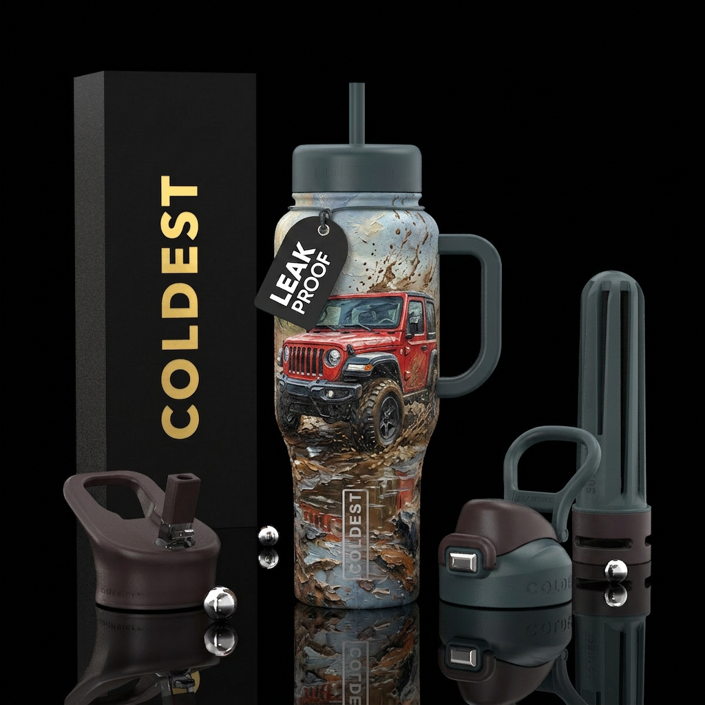Jeepin water bottle design